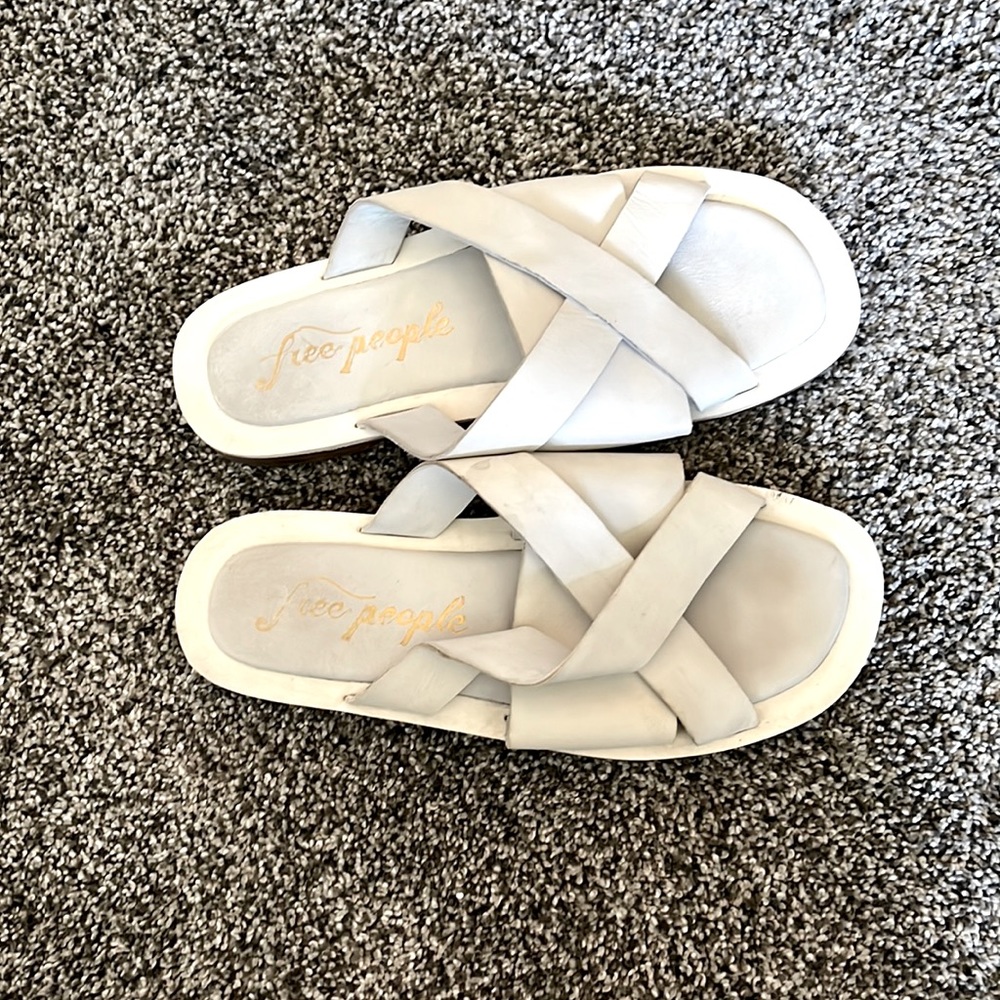 Free people white leather sandals